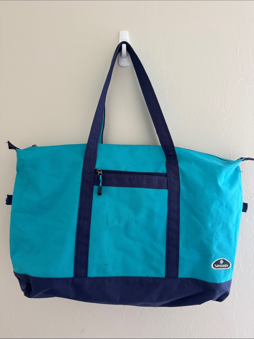 Samsonite Large Zip Tote Weekender Duffel Bag Teal Navy Travel Carry On
